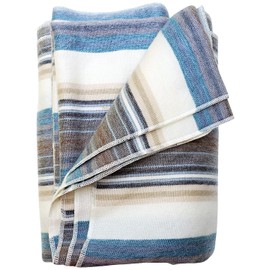 DAVLINA, Alpaca Wool Throw Blanket | Super Soft, Lightweight, Breathable and Hypoallergenic | Non-Itchy or Scratchy (Blue White Varicolored, Queen (U.S. Standard))
