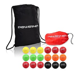 PowerNet 3.2" Softball Weighted Progressive Training Balls Bundle with 17” H x 13” W Drawstring Sack | Complete Set Heavy Ball 18 Pack 12 to 20 oz | Build Strength and Muscle (Drawstring Sack Bundle)