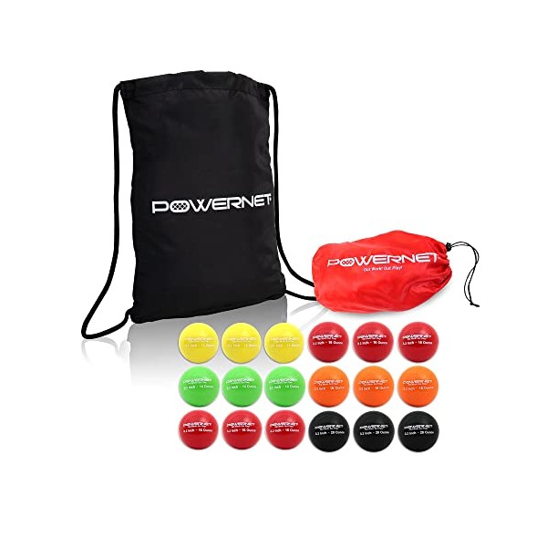 PowerNet 3.2" Softball Weighted Progressive Training Balls Bundle with 17”