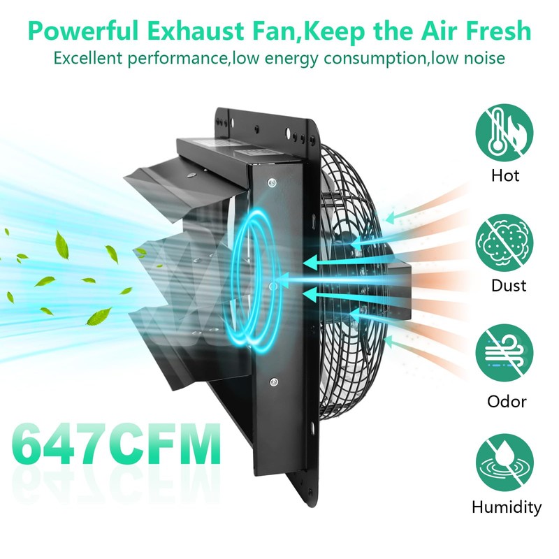 Aibabcue 10 Inch Shutter Exhaust Fan,Wall Mount Ventilator Fan with
