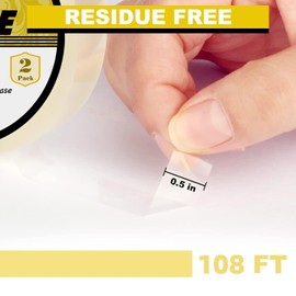 ARIFLOR 2Packs Clear Floral Tape - 1/2" Wide Floral Vase Tape, Clear Waterproof Floral Tape for Fresh Flower Bouquets and Flower Arrangements Crafts (0.5inch*2Packs)