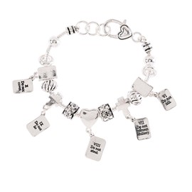 Dicksons 10 Commandments Women's Silver Plated 7+1 Inch Stainless Steel Everyday Charm Bracelet
