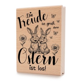 Newstamps Stamp Die Freude ist groß Motif Stamp Made of Wood & Rubber for Cards and Gifts, Wooden Stamp for Easter Card, Greeting Card, Scrapbook, Textile Stamp, Decoration, Friends