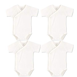 Blueleyu Unisex Baby Short Sleeve Onsies Cotton Baby Bodysuit Pack Cardigan Onsies Infants, Pack of 4, white colour