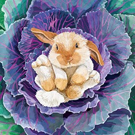 Serviettes (Set of 2/40) 3-ply 33 x 33 cm Easter Bunny in Cabbage Head