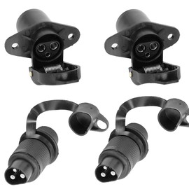 DARKGUARD 2Piece 3 Pin Tractor Sockets and 2Pieces 3 Pin Tractor Plug 12v 24v,Din 9680,3Flat Terminals,Waterproof 3pin Trailer plug Socket, 3pin Caravan Socket Plug for RV Van (3pin Plug Socket M2S22)