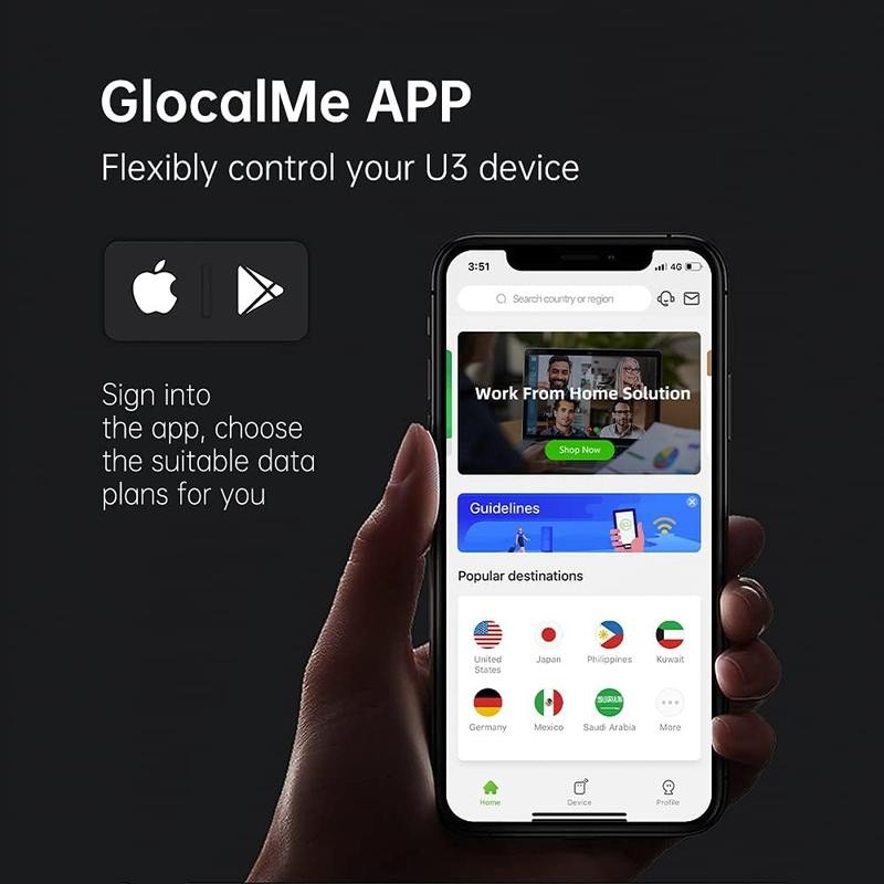 GlocalMe U3 Portable Travel WiFi for 200+ Countries,No SIM Needed,Smart