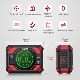 XUNTOP Digital Protractor Inclinometer Laser Spirit Level Magnetic Levelling Box with LED Display, Type-C Interface for Woodworking, Construction, Decoration, DIY