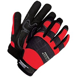 Bob Dale Gloves 20110605RX2L Mechanics Glove Synthetic Leather Anti-Vib Gel Palm Red,