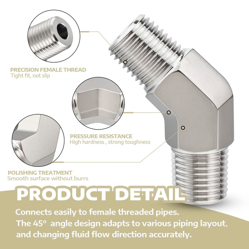 Pysrych Stainless Steel 304 Forged Pipe Fitting 45 Degree Male