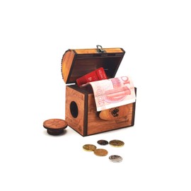 SOUCCESS Puzzle game treasure box – wooden game – for puzzling and tinkering, gift packaging – tricky to open as a real challenge for young and old, including treasure map