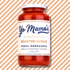 Yo Mama's Foods Keto Roasted Garlic Pasta Sauce - Pack of (1) - No Sugar Added, Low Carb, Low Sodium, Vegan+Gluten Free, Paleo Friendly, and Made with Fresh Non-GMO Tomatoes!