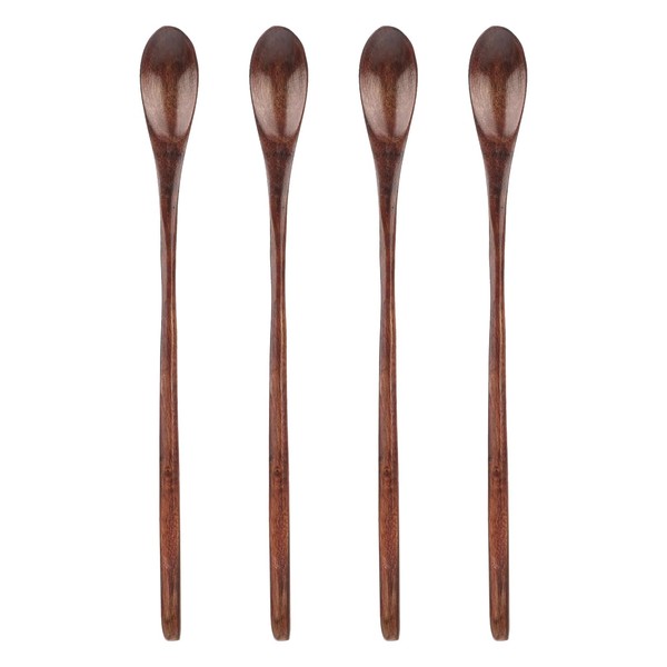Set of 4 Wooden Spoons, Long Handled Coffee Spoons, Honey
