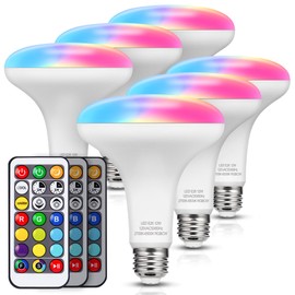 JandCase BR30 Color Changing Flood Lights, RGB+Warm+Cool White LED Recessed Light Bulb, 12W(100W Equivalent), 1050lm, Remote Control, Dimmable Multi-color Can Light Bulbs for Ceiling, E26 Base, 6 Pack