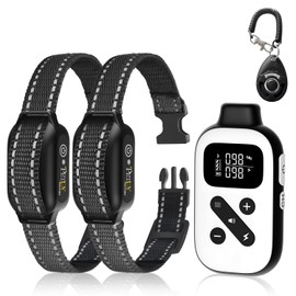 PetJoy Shock Collar with Remote for 2 Dogs, Auto Bark Collar 2 Packs, Bark Collar with Beep, Vibration and Shock (Black)