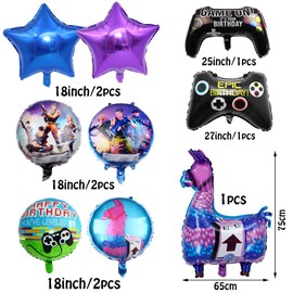 9pcs Video Game Party Supplies for Birthday Party,Giant Video Game Foil Balloons,Happy Birthday Balloons for Kids Boys Game Gaming Theme Birthday Party Decorations