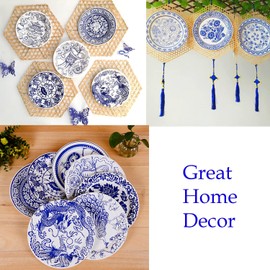 GW Box Pack of 24 Vintage Floral Paper Plates, 7 Inch China Blue and White Paper Party Plates Disposable Tableware for Afternoon Tea Party Birthday Wedding