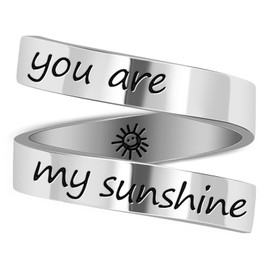 LucBuy Stainless Steel Keep Going Engraved Inspirational Gifts Adjustable Rings Jewelry for Women