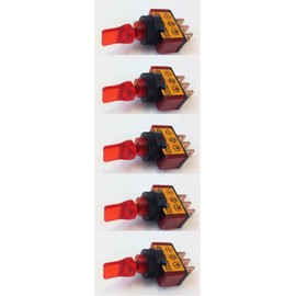 ILLUMINATED TOGGLE SWITCH ON/OFF 20 AMP 12VDC COLOR (5 PACK, RED)