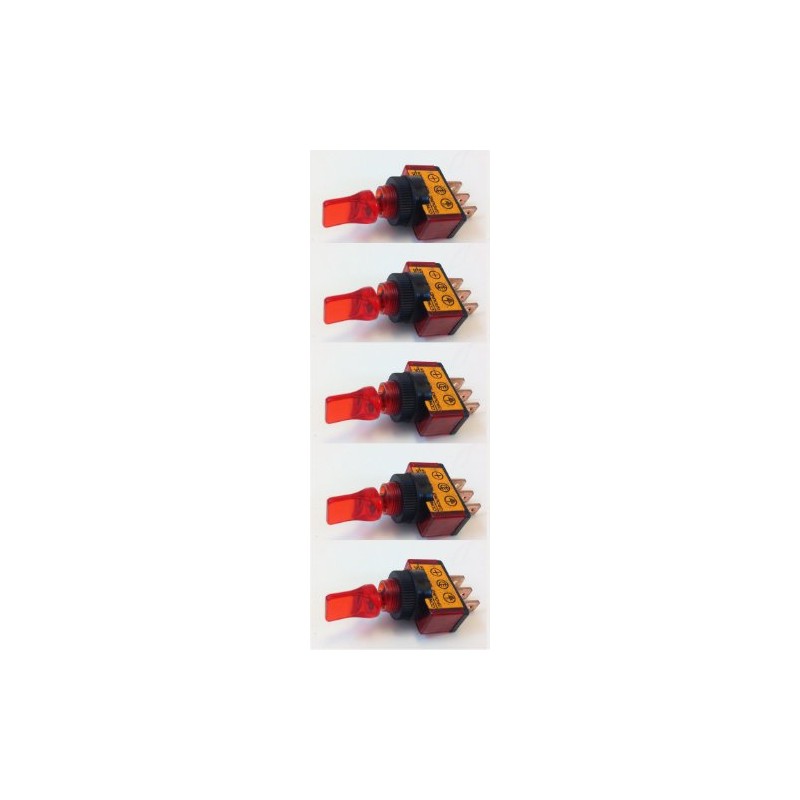 ILLUMINATED TOGGLE SWITCH ON/OFF 20 AMP 12VDC COLOR (5 PACK,