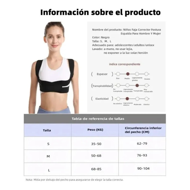 Nios Faja Corrector Postura Espalda Para Hombre Y Mujer
