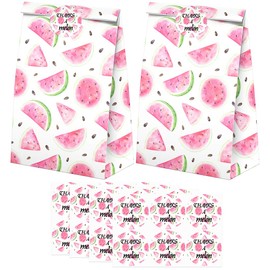 Watermelon Goodie Bags-24 Pcs Watermelon Party Favors Candy Bags with Stickers, Watermelon Goody Gift Treat Bags Watermelon Themed Birthday Party Supplies