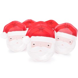 Toyland® 46 Piece Father Christmas Shaped Party Bundle - 2 x Placemats, 32 x Napkins & 12 x Plates - Festive Christmas Party Tableware