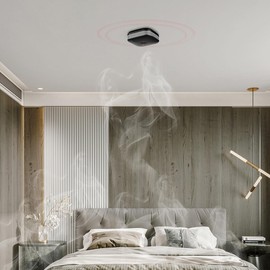 VisorTech Set of 5 Compact WLAN Design Smoke Detectors with Worldwide App, Black