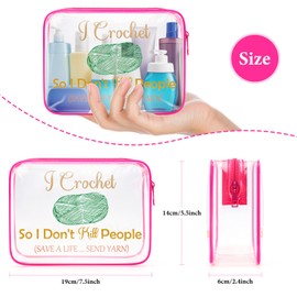 Sfodiary Crochet Makeup Bag for Women Crochet Lovers Beginners Cosmetic Bag Knitting Gift for Knitters Funny Christmas Birthday Presents for Crocheting Enthusiasts Zipper Travel Toiletry Pouch