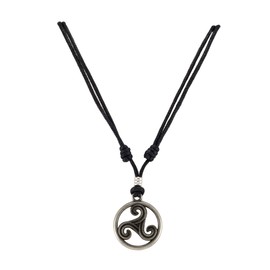 BlueRica Triskelion Celtic Symbol (Trinity, Eternity) on Adjustable Cord Necklace, Zinc, No Gemstone