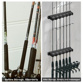 Snugrance 2 Pcs Fishing Rod Holders for Fishing Boat, Wall Mount Fishing, 13.4 inch Pole Holders Horizontal, EVA Foam Garage Door Boat Rod Rack Accessories, Black