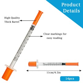 14 pack 1ml dispensing measuring tool with 31G (8mm long), Multiple Uses Laboratory Accessories, Individually Wrapped (1ml)