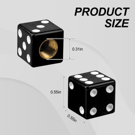 Wanheart 4PCS Dice Style Car Wheel Tire Valve Caps,Universal Aluminium Alloy Dustproof Tire Valve Stem Covers for Cars, SUV, Trucks, Bikes, Motorcycles, Bicycles(Black)