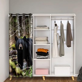 Feelyou Bear Door Curtain for Doorway Privacy Wild Animal 30%-50% Blackout Curtain 42"x80" Rustic Cabin Country Cute Nature Wildlife Bear Rustic Room Divider Curtain Cover Brown Window Treatments