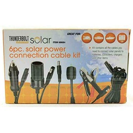Thunderbolt Magnum 6 Piece Solar Panel Power Connection Cable Kit Including Battery Clamps, LED Charge Indicator, 12 Volt Adapters, Chargers & Connectors