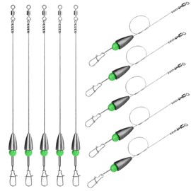 THKFISH Leaders Fishing with Hooks Carolina Rigs Pre Rigged Carolina Ready Rigs Leader Rigging Fishing Weights 5g Pack of 10