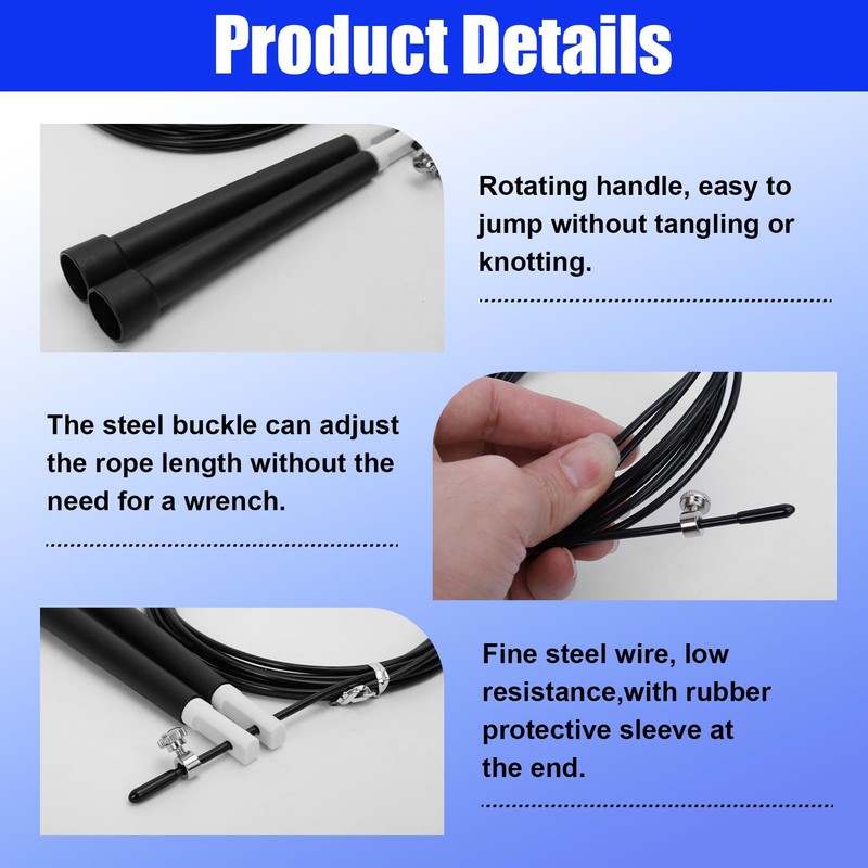 SOWBUD Weighted Skipping Rope, Black Speed Skipping Ropes for Primary