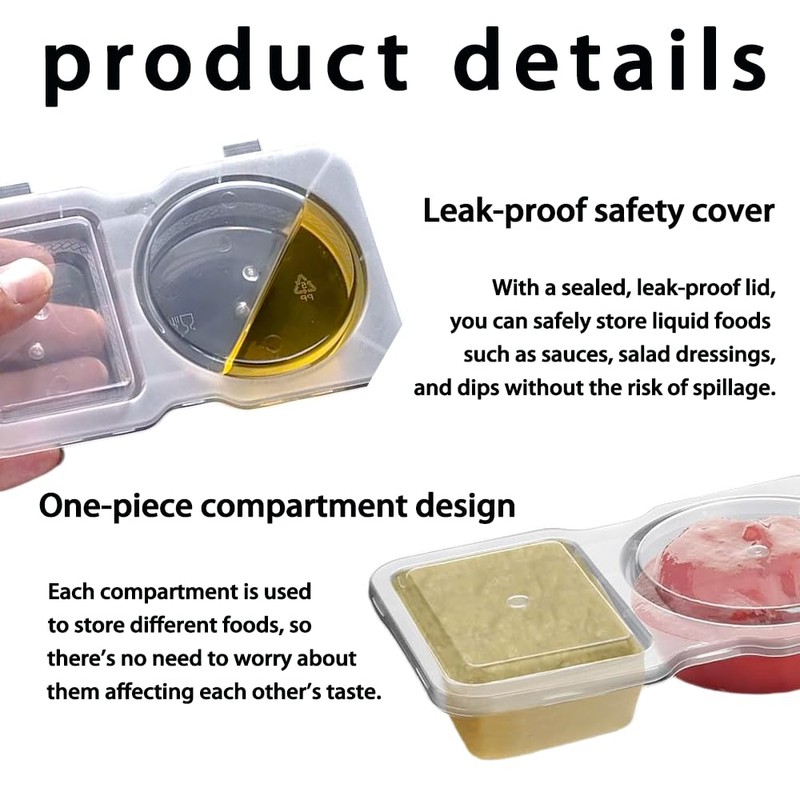 Vyooxcy 40 Pcs Double Compartment Container，Double Containers with Lids，Reusable Plastic