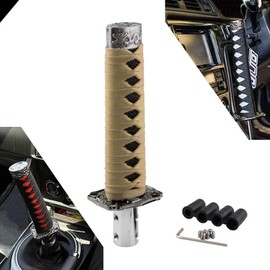 RYANSTAR Gear Shift Knob Sword Shift Knobs Katana Samural Shift Gear Lever Universal Compatible with Manual Cars Most Automatic Cars with 4 Adapters Black+Gold