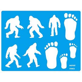 Bigfoot Yeti Sasquatch Big Foot Monster Ape Foot Paw Prints Stencil Template, Various Bigfoot Silhouettes Big Foot Prints