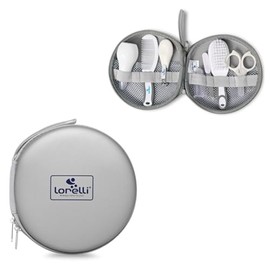 Lorelli Baby Hygiene Set Travel Case 8-Piece Nasal Aspirator Nail Scissors Nail Clippers Colour: Grey