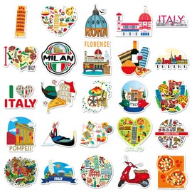 50Pcs Italy Stickers,Italian Graffiti Stickers,Vinyl Waterproof Sticker for Kids Teens Girls,for Phone Laptop Water Bottles Skateboard Computer Phone Luggage Guitar Car Gifts Sticker