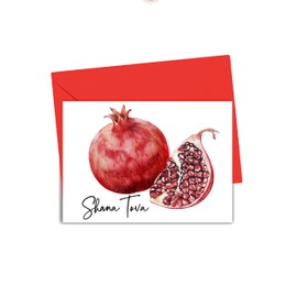 Rosh Hashanah Shana Tova Jewish Holiday Greeting Cards, Blank Note Cards, Shana Tova Stationery, Pomegranate Notes, Set of 10 Cards and Envelopes, 22-69