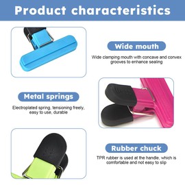 Parthan 10Pcs Food Clips, Reusable Freezer Bag Clips, Durable Freezer Bag Clips for Sandwich Bag, Freezer Clips to Keep Food Fresh, Chip Clip for Home, Kitchen & Office