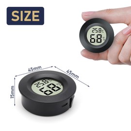 LYCXAMES Hygrometer Mini, 2in1 Thermometer Hygrometer, 6 pcs Mini LCD Digital thermometer innen luftfeuchtigkeitsmesser, Außenfeuchtemessgerät Temperaturmesser für Gewächshaus Keller, Rund Schwarz