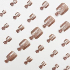 24 Pcs Champagne Gold Glitter Press On Toenails YEFIUO Acrylic Fake Toe Nails Press ons Nail Art Light Weight Press on Toe Nails Full Cover Summer False Nails Glue on Toe Nail Stick on Nails for Ma'am