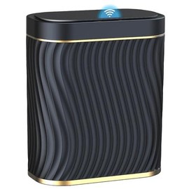 Small Bathroom Trash Can with Automatic Touchless Lid – 2.6 Gallon Smart Garbage Bin, Narrow Waterproof Design for Bedroom, Office & Living Room - Color: Gold Black