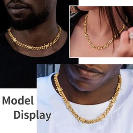 Gold Cuban Link Chain Mens Women 9mm 20 inch Thorns Barbed Wire Necklace Cool Hip Hop Men Boy Punk Short Choker Layering Necklaces
