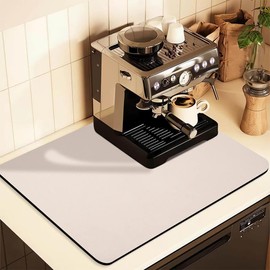 Coffee Mat for Countertops ,Coffee Bar Accessories Fit Under Coffee Maker Espresso Machine, Absorbent Hide Stain Rubber Mat for Countertop ,Dish Drying Mat for Kitchen Counter(Beige,16"x24")