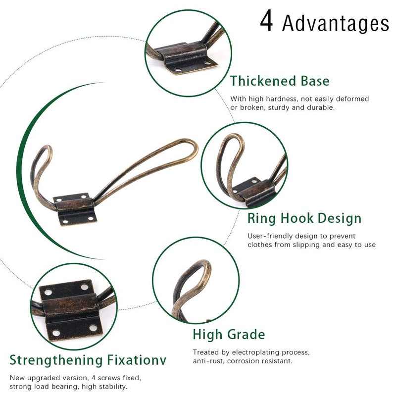 Keadic 12 Pack Heavy Duty Rustic Bronze Coat Hooks Kit